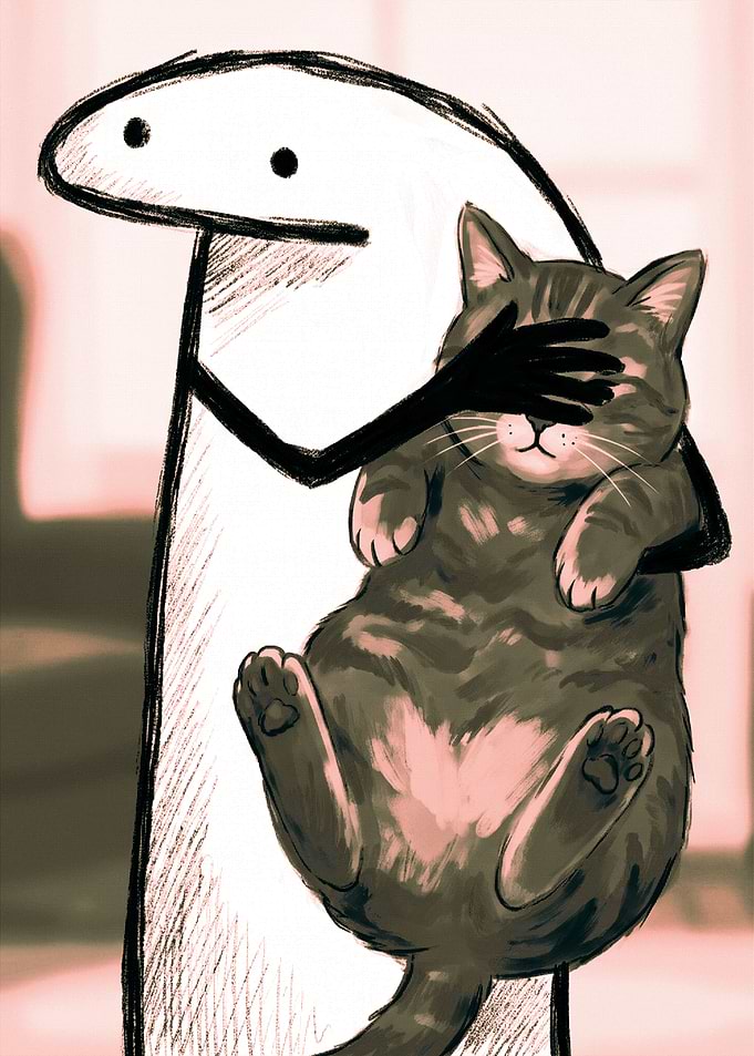 Flork of Cows Holding a Cat
