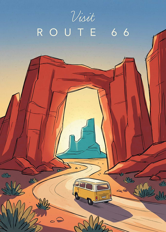 Vintage Route 66 Travel Poster