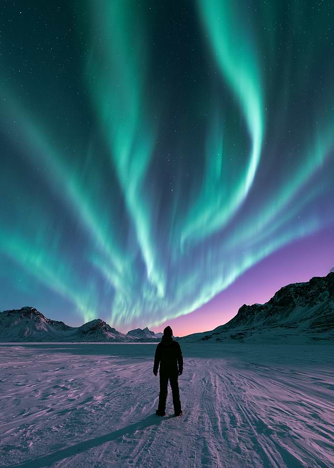 Person Watching Aurora Borealis