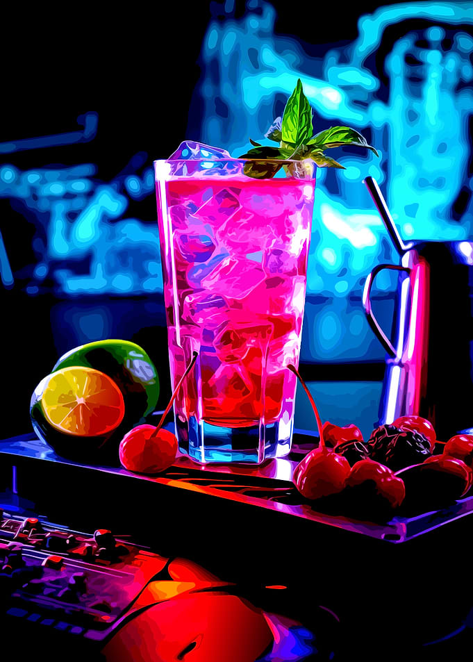 Vibrant Neon Pink Cocktail Drink