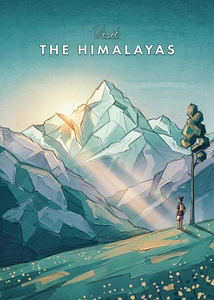 Visit The Himalayas Travel Poster