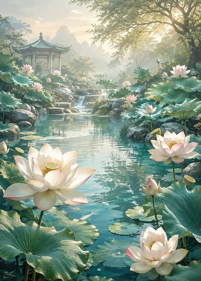Serene Lotus Pond Garden