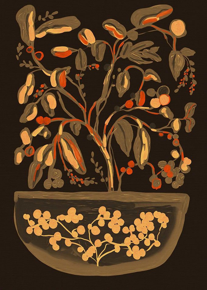 Abstract Potted Plant Illustration