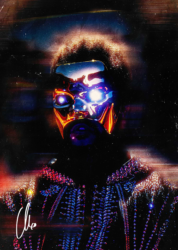 The Weeknd Chrome Mask Portrait