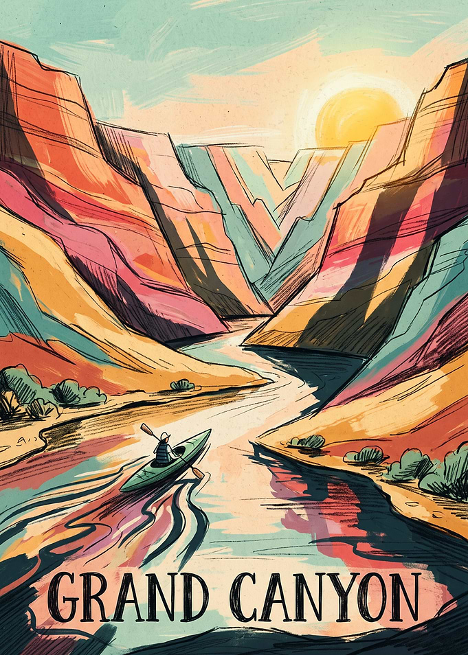 Grand Canyon Kayaking Travel Poster