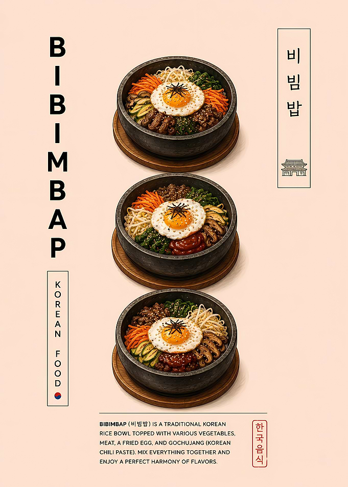 Traditional Korean Bibimbap Food Poster