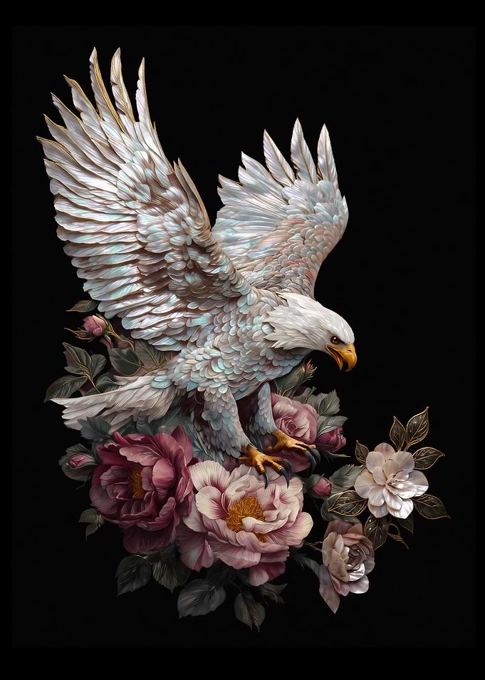 Majestic Eagle Perched on Floral Arrangement