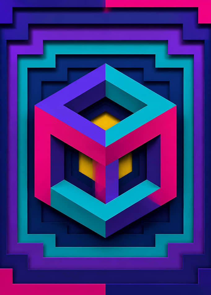 Impossible Cube Core Optical Illusion