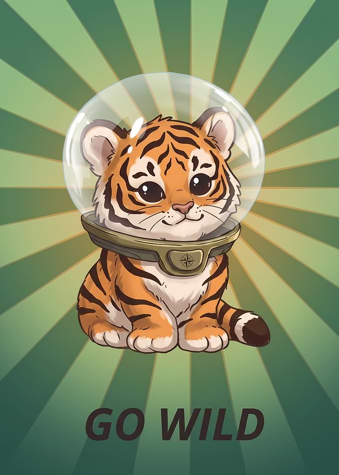 Cute Tiger Astronaut Poster