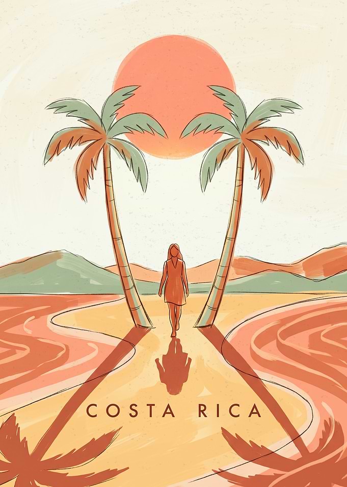 Costa Rica Tropical Beach Travel Poster