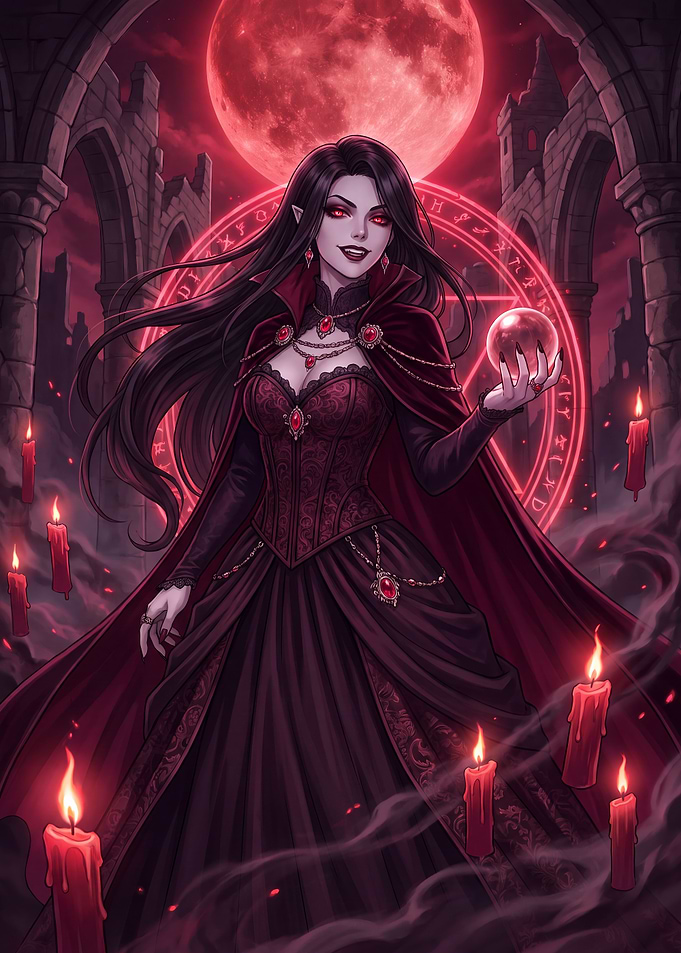 Vampire Queen with Blood Moon