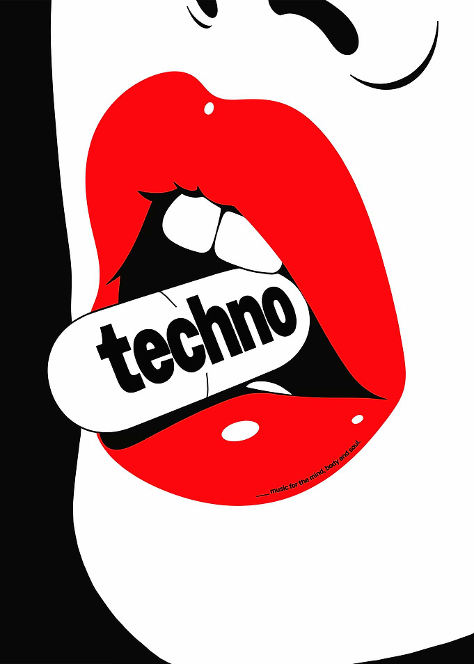 Techno Music Pill Pop Art Poster