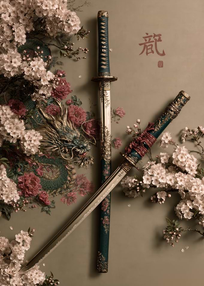 Elegant Japanese Katana with Dragon Art
