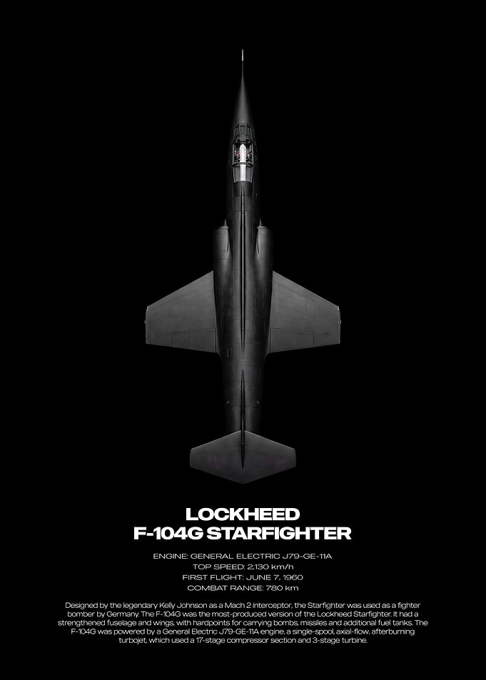 Lockheed F-104G Starfighter Technical Poster