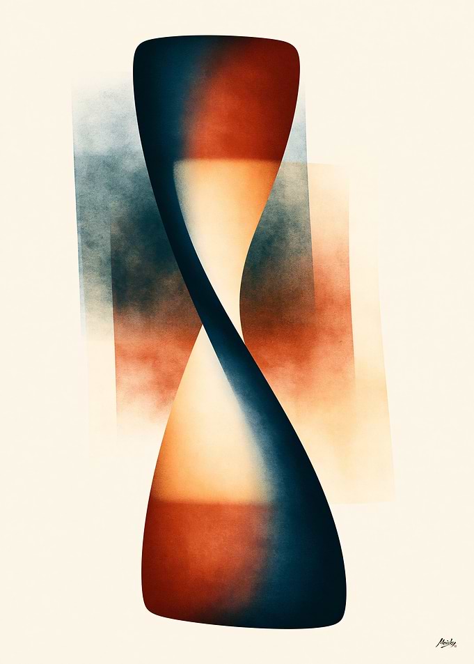 Japandi Organic Minimalism No. 03 – Hourglass Flow Abstract Wall Art