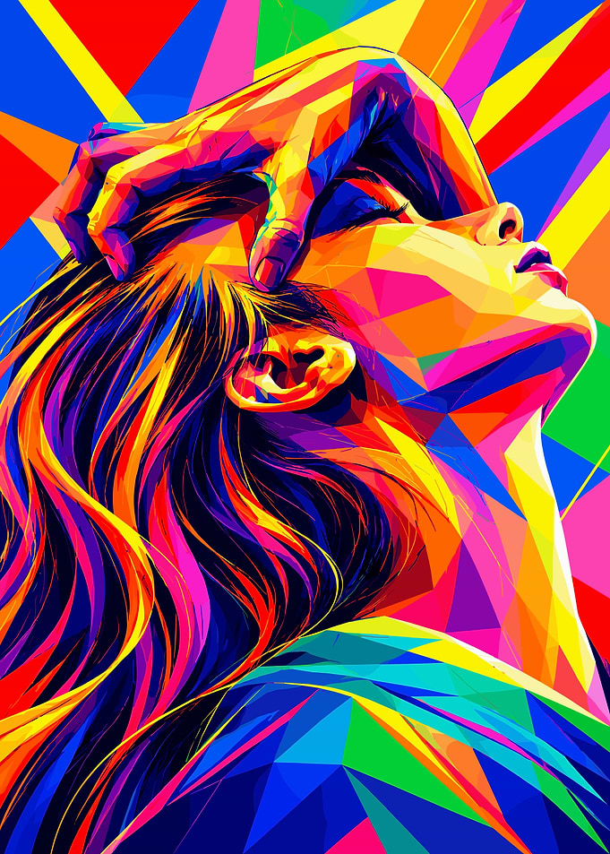 Colorful Geometric Portrait of a Woman