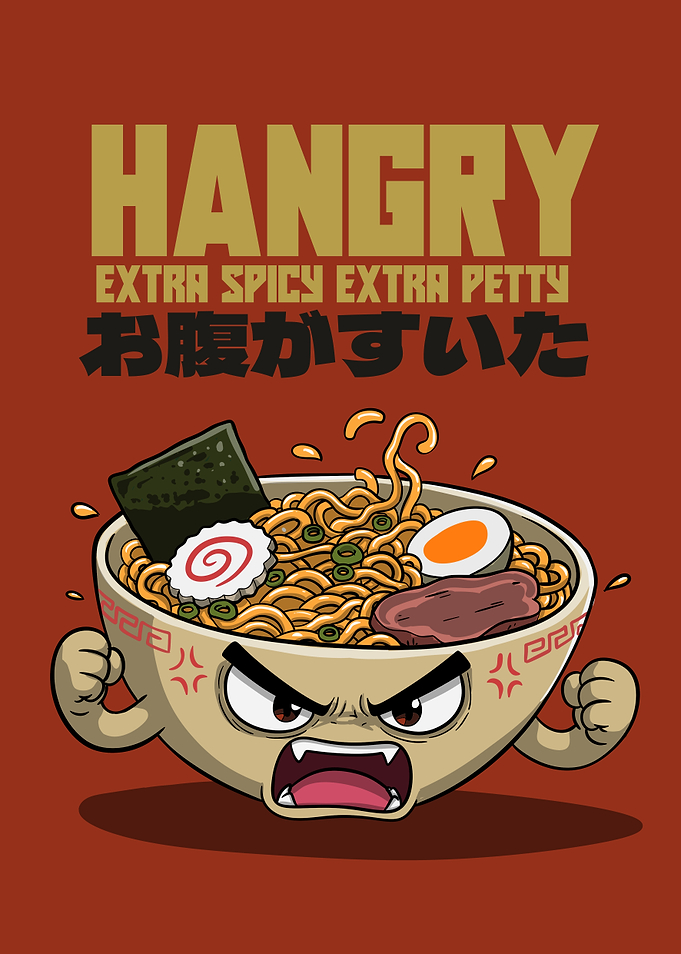 Hangry Ramen Bowl Angry Food Illustration
