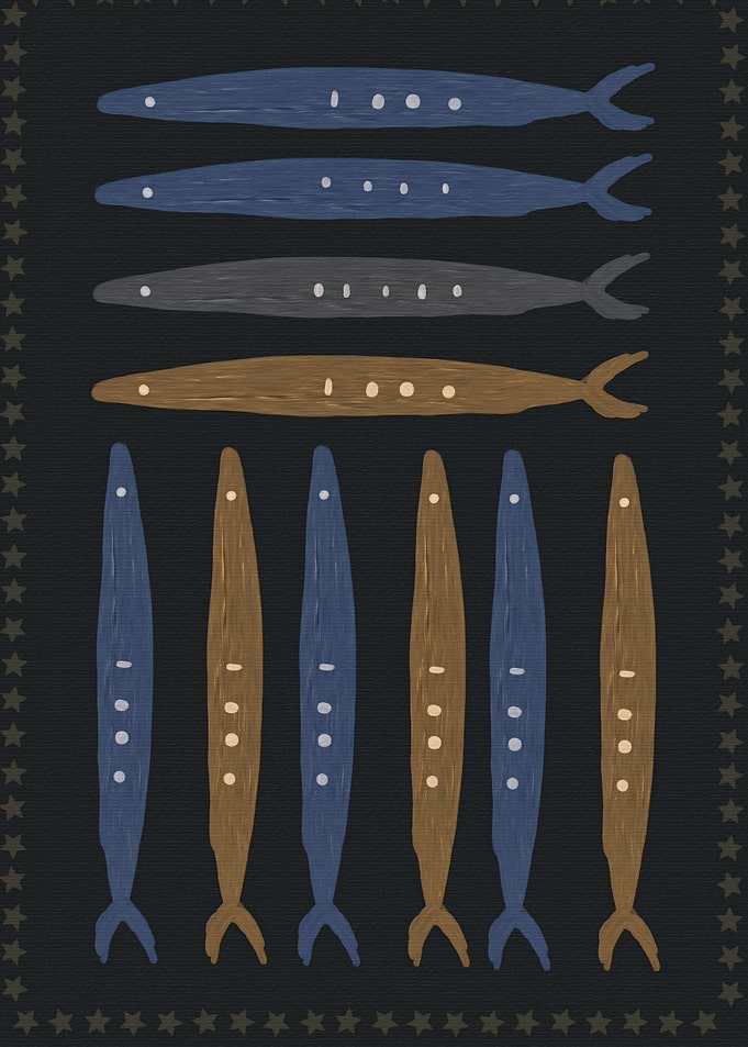 Stylized Fish Pattern Illustration