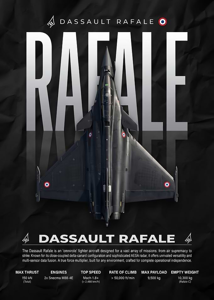Dassault Rafale Fighter Jet Technical Poster