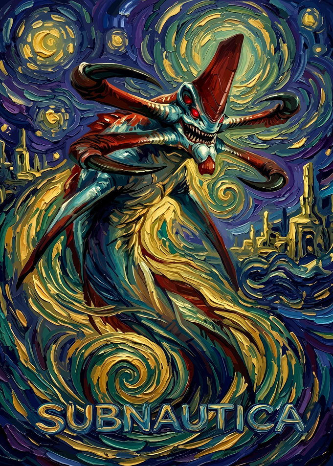 Subnautica Reaper Leviathan Starry Night Art