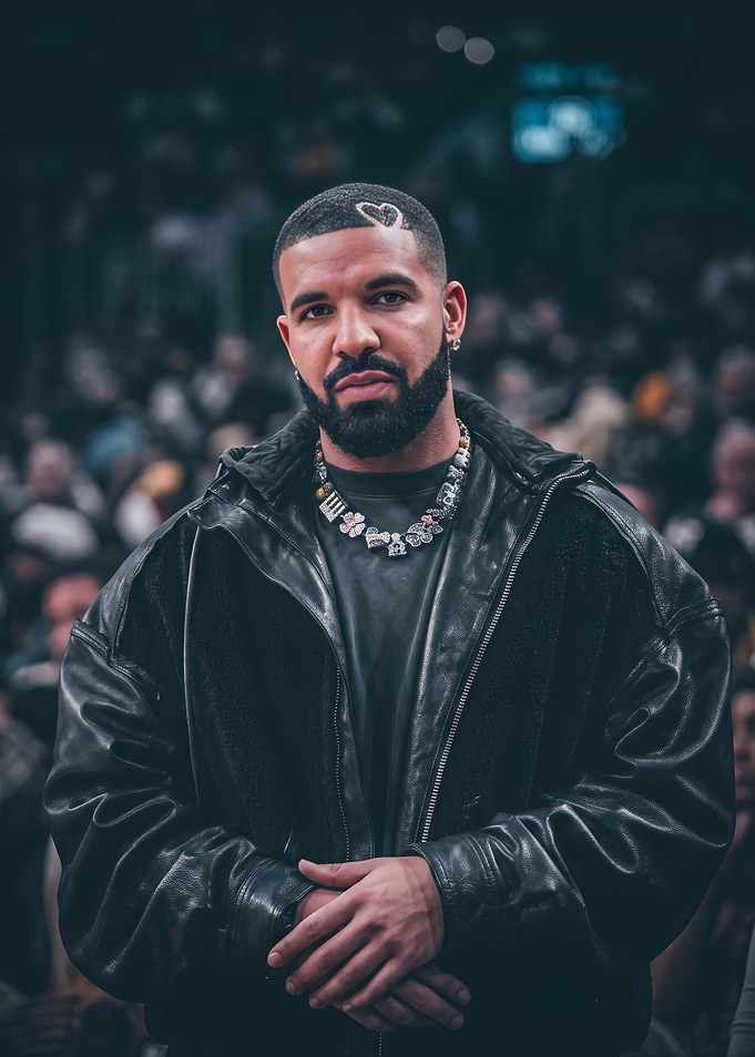 Portrait of Drake with Heart Haircut