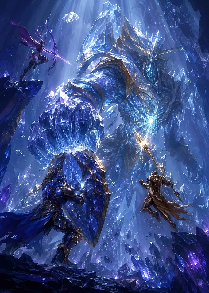 Epic Battle Against Crystal Titan