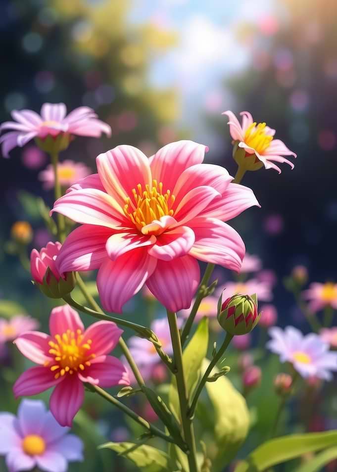 Vibrant Pink Garden Flowers