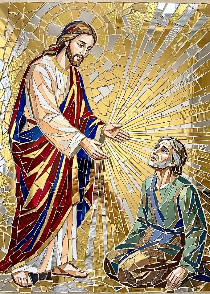 Jesus Healing Mosaic Art