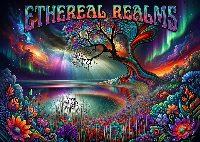 Ethereal Realms Psychedelic Landscape Art