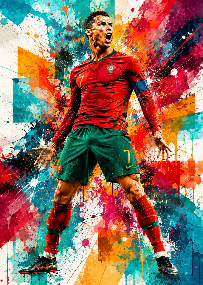 Cristiano Ronaldo Vibrant Watercolor Portrait