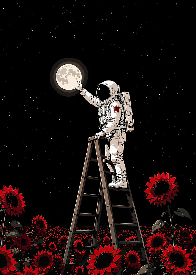 Astronaut Reaching for the Moon