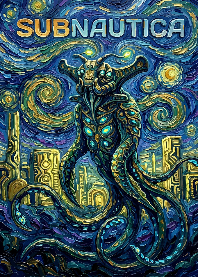 Subnautica Sea Emperor Leviathan Starry Night Style Art