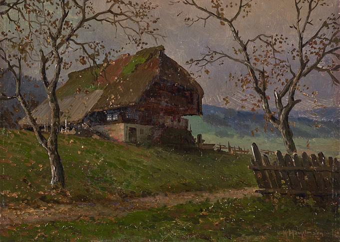 Rustic Farmhouse in Autumn Landscape