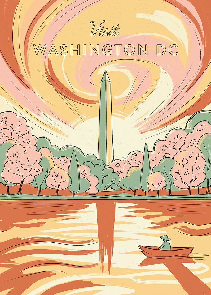 Vintage Style Washington DC Travel Poster