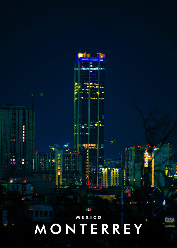 Monterrey Mexico Cityscape at Night