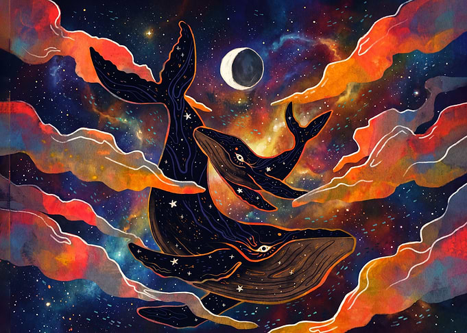 Cosmic Whales in Nebula Space