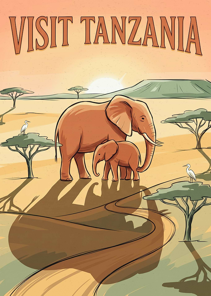 Visit Tanzania Safari Travel Poster