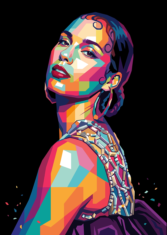 Colorful WPAP Portrait of Alicia Keys