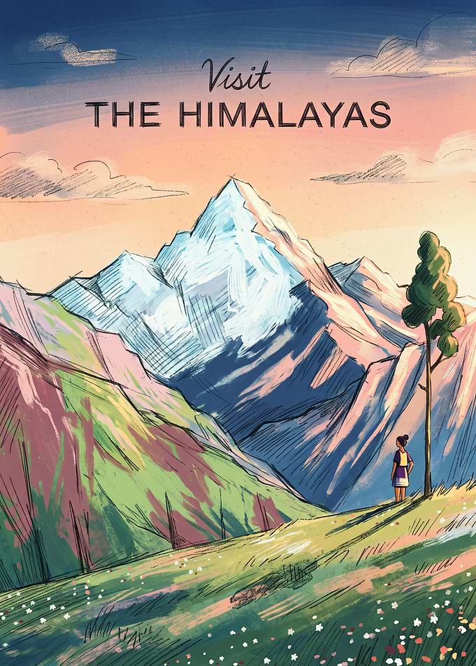 Visit The Himalayas Travel Poster