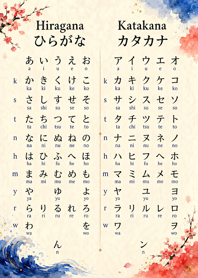Japanese Hiragana and Katakana Chart