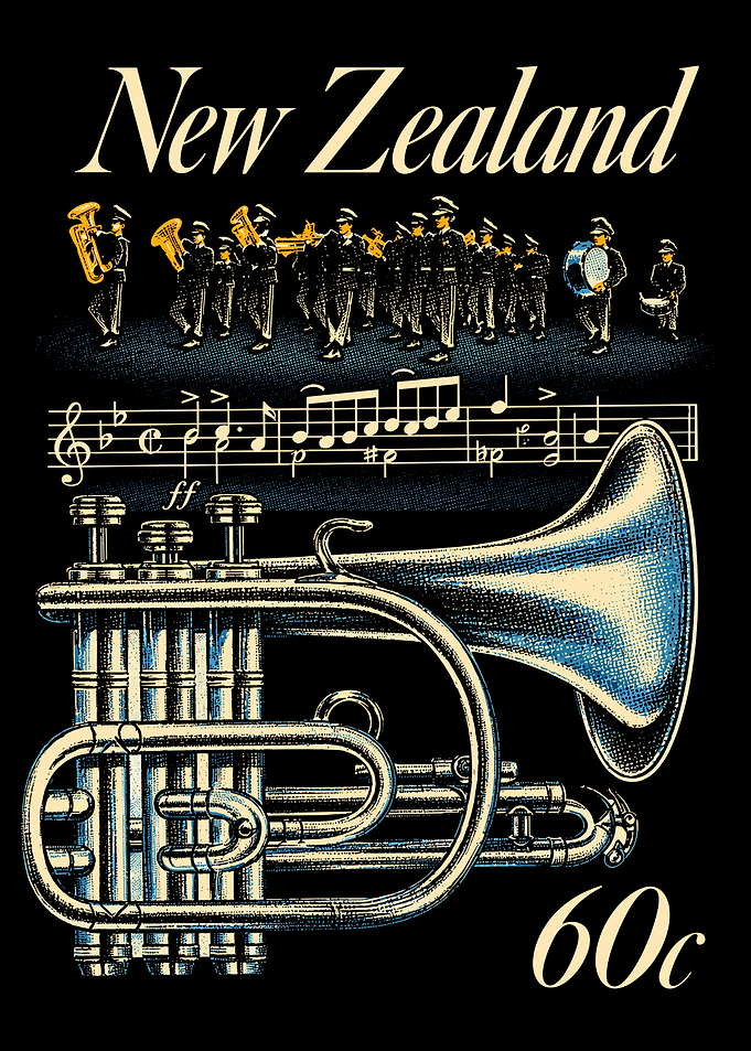 Vintage New Zealand Marching Band Stamp
