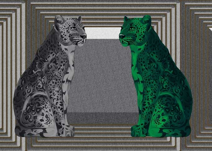 Duality of Leopards Art Print