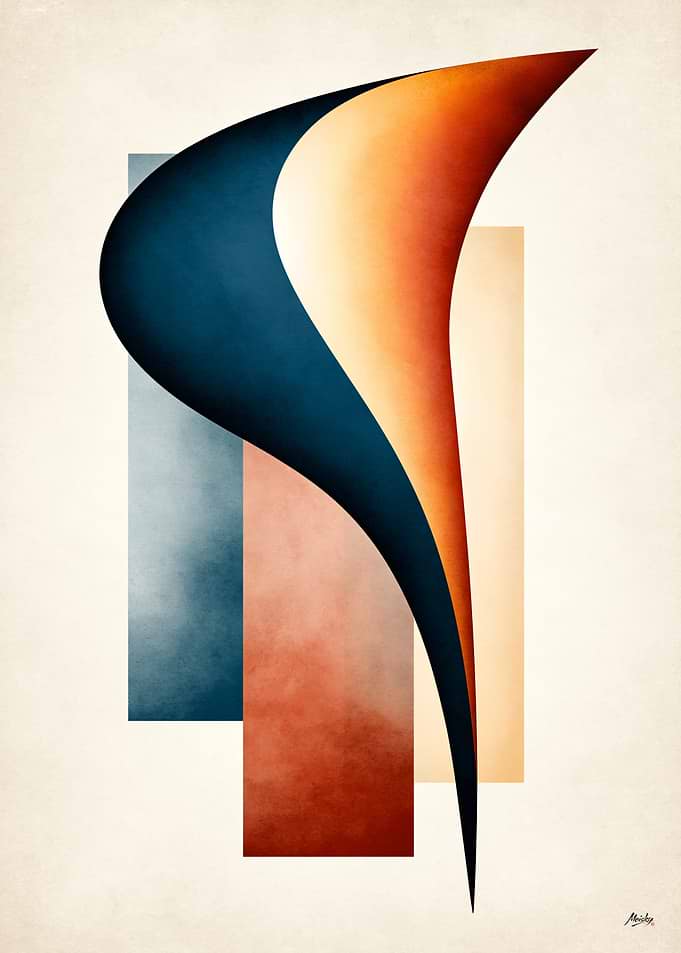 Japandi Organic Minimalism No. 04 – Calla Lily Flow Abstract Wall Art