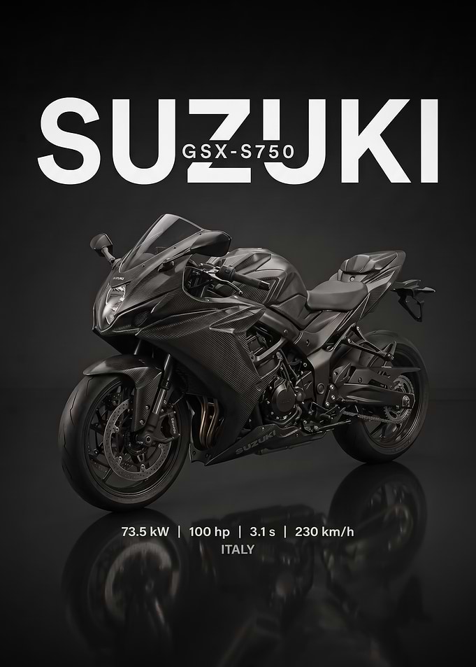 sleek Suzuki GSX-S750 Carbon Sport Motorcycle