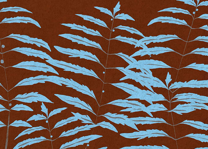 Light Blue Fern Leaves Pattern