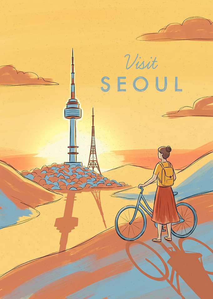 Visit Seoul Travel Poster Illustration