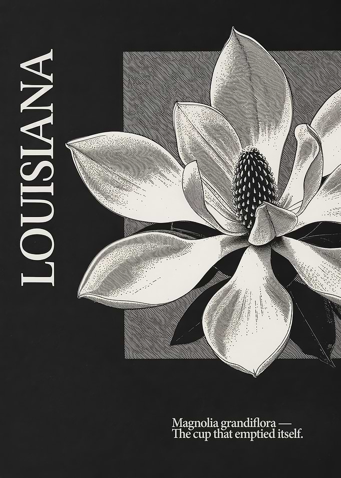Louisiana Magnolia Botanical Poster