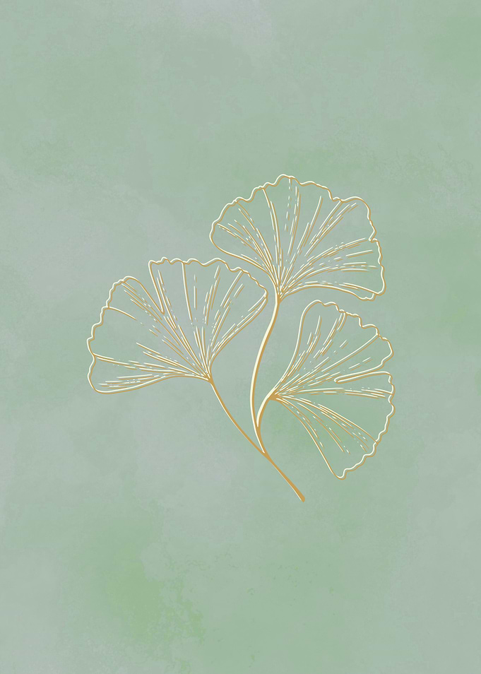 Minimalist Gold Ginkgo Leaves Art