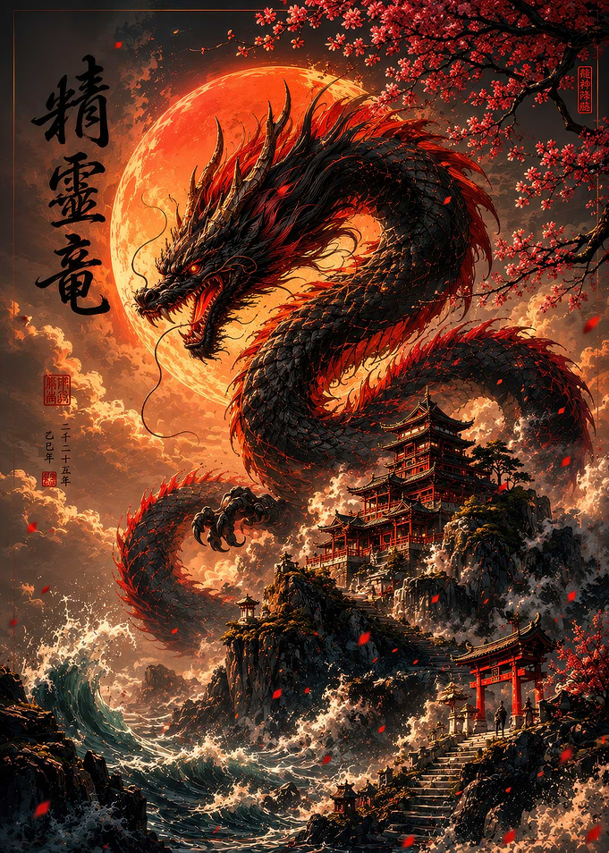 Majestic Dragon Over Ancient Temple