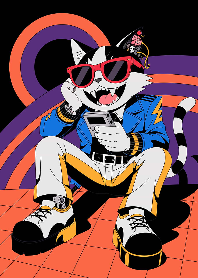 Retro Gamer Cat Digital Art